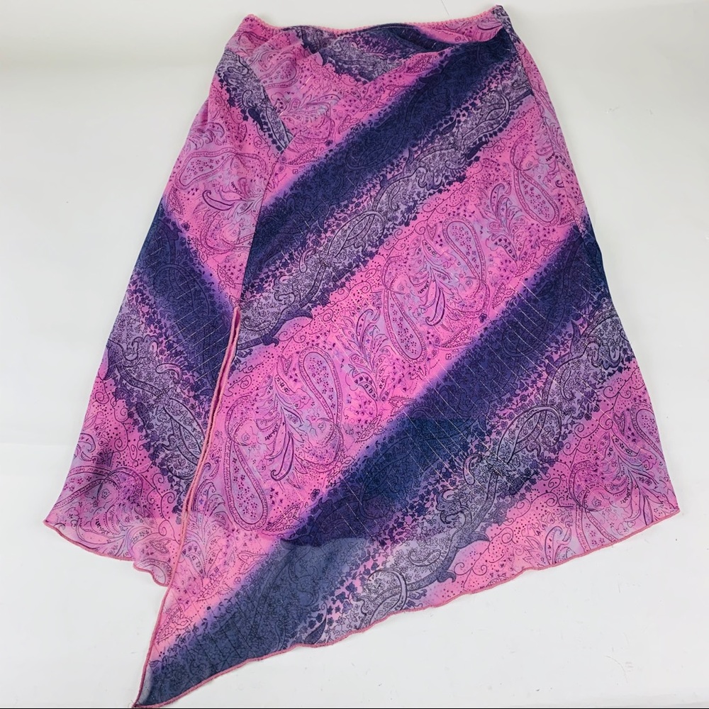 Wrapper A-Line Skirt. Pink Assymetrical Medium